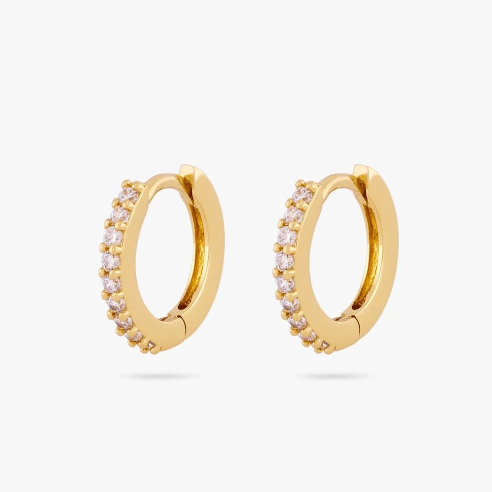 BNWT! STUDS Mini Pave Gold Huggie